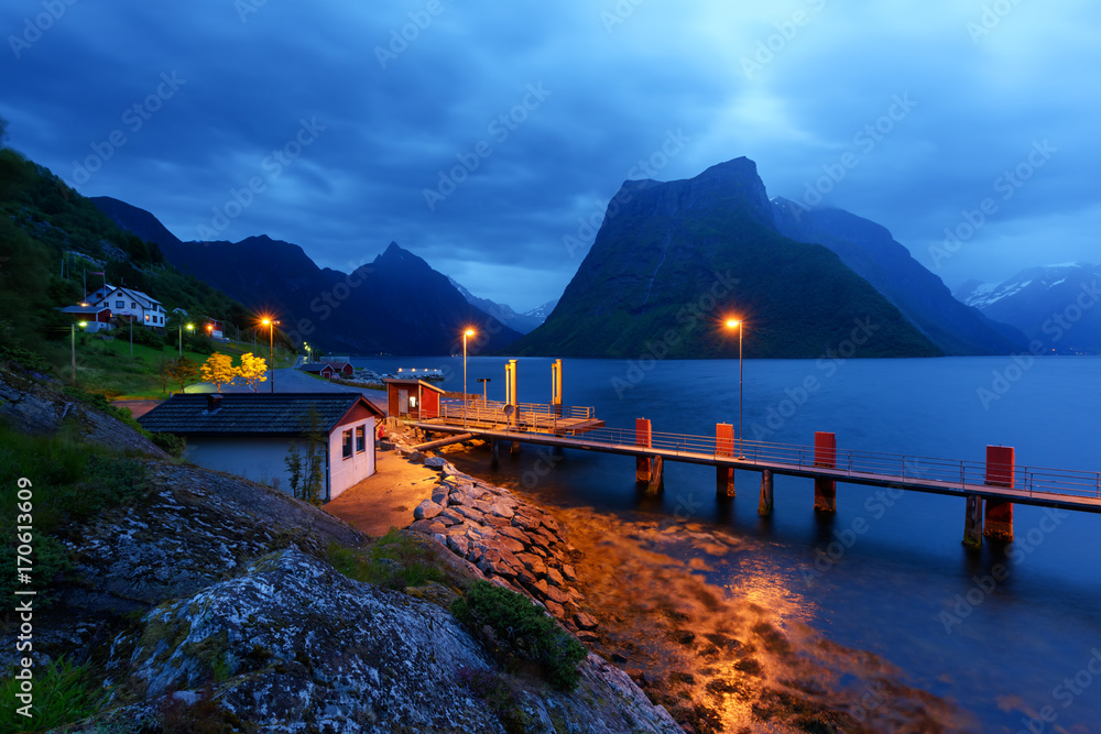 Urke village and Hjorundfjorden fjord