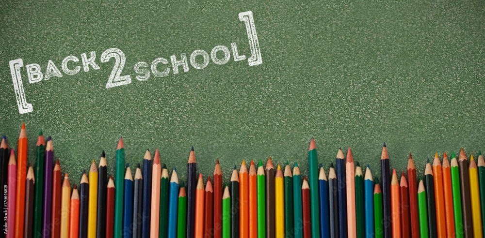 Composite image of back to school text over white background