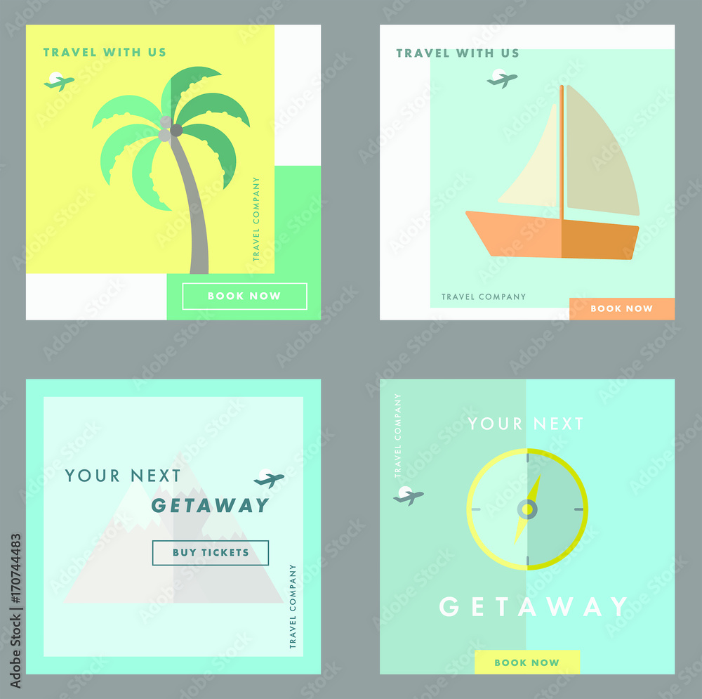 Vector icon set of travel