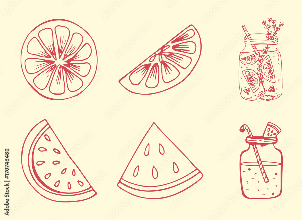 Vector set of various fruits