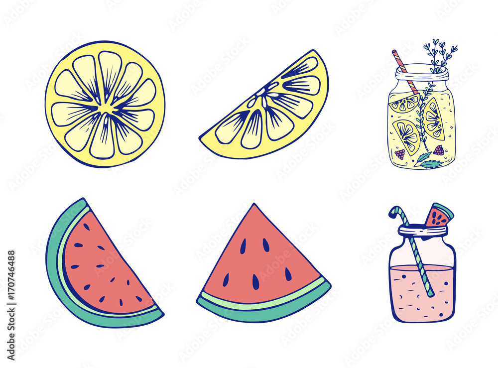 Vector set of various fruits