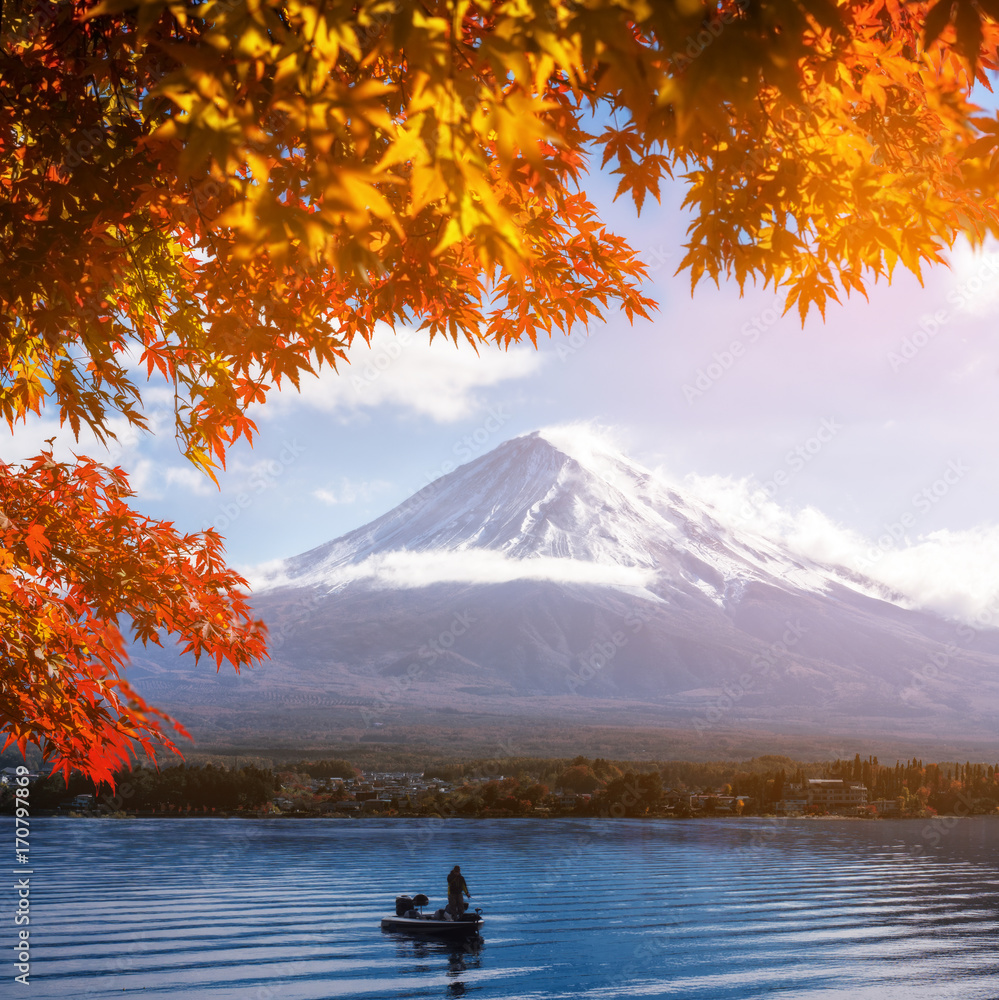 日本秋色富士山