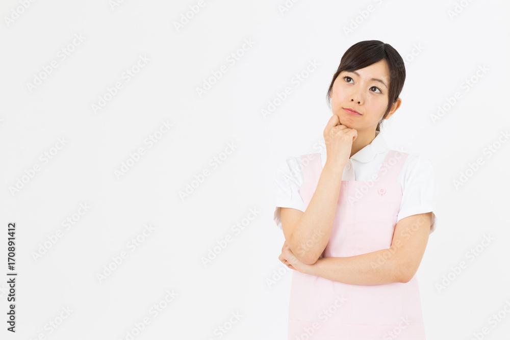 portrait of asian nurse isolated on white background