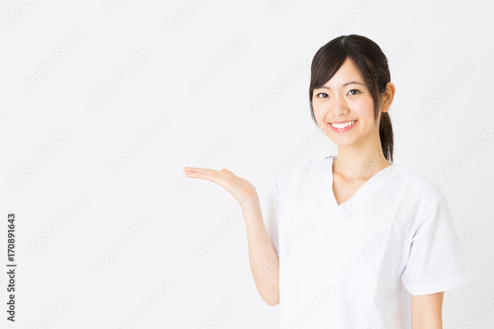 portrait of asian nurse isolated on white background