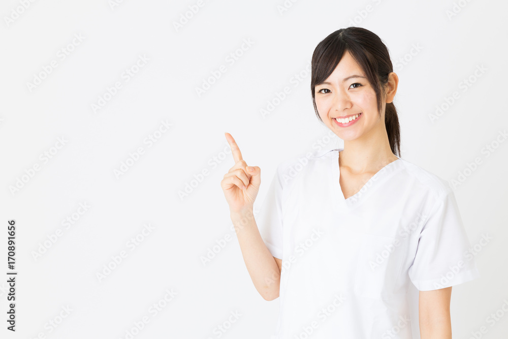 portrait of asian nurse isolated on white background