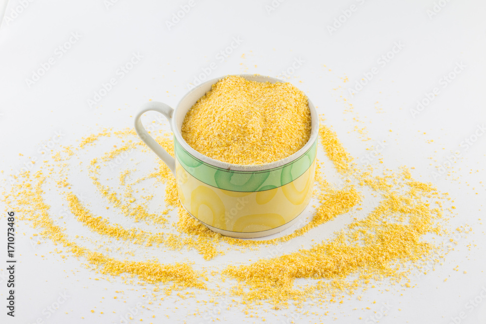 Corn Cuscus. Brazilian Corn Flour into a cup