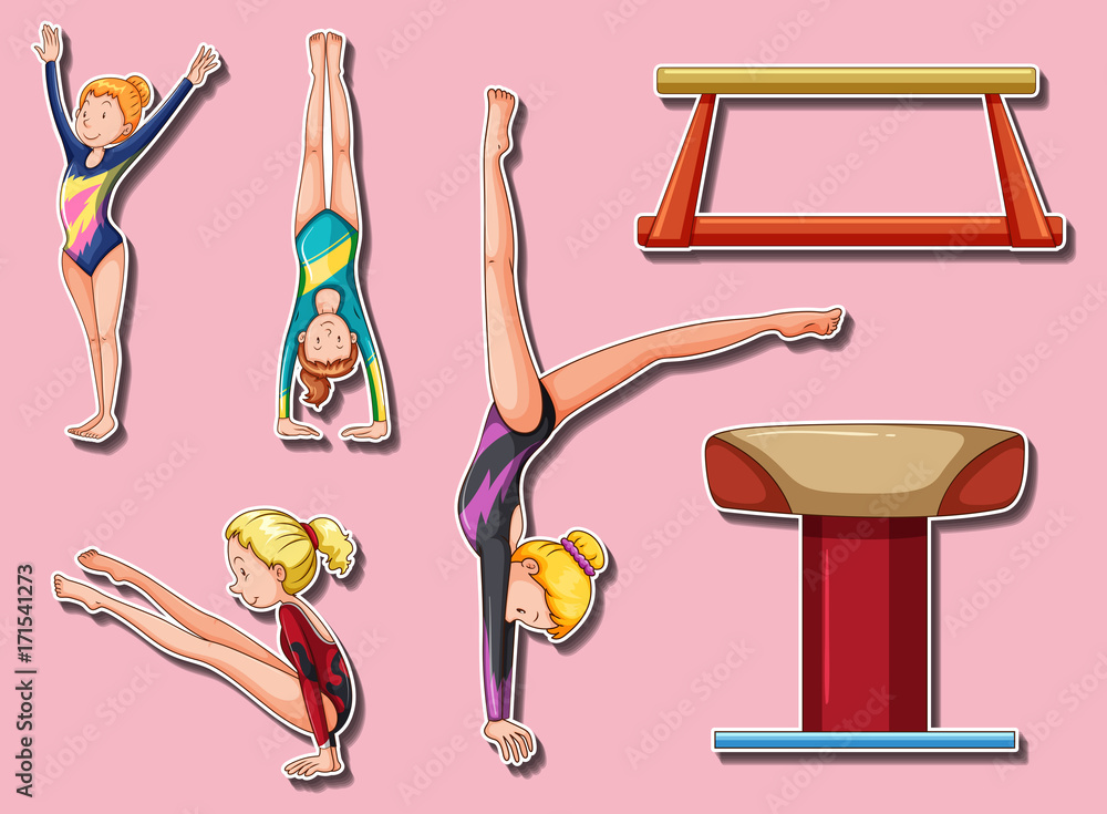 Sticker design for gymnastic players and bars