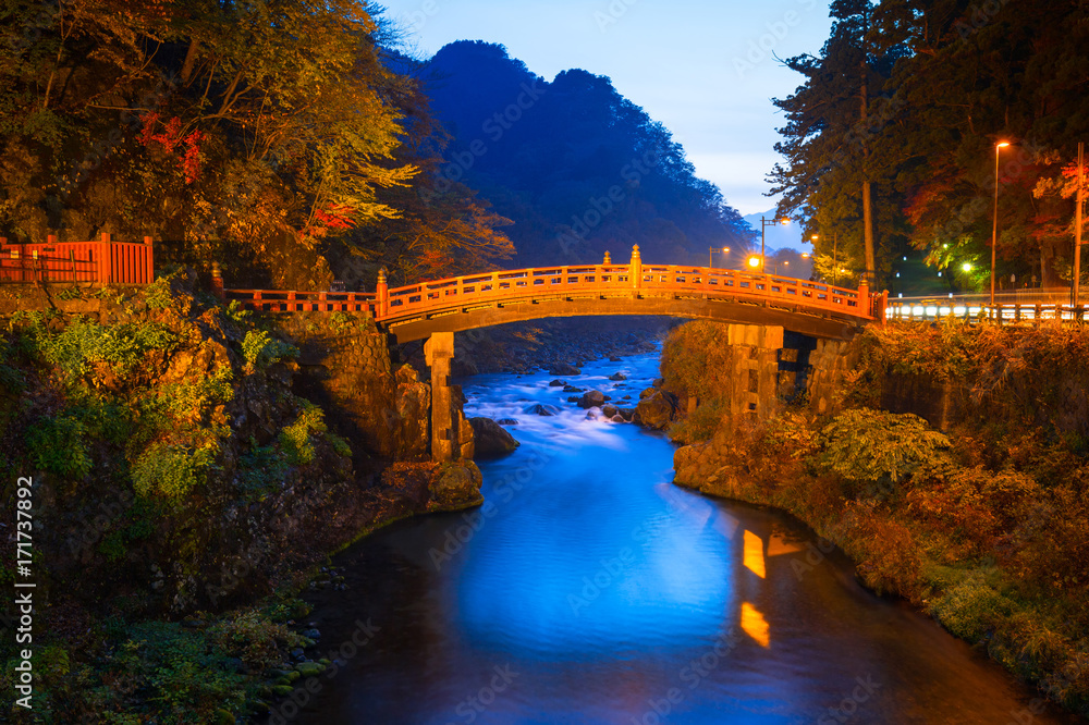 Shinkyo Bridge during autumn in Nikko, Tochigi, Japan