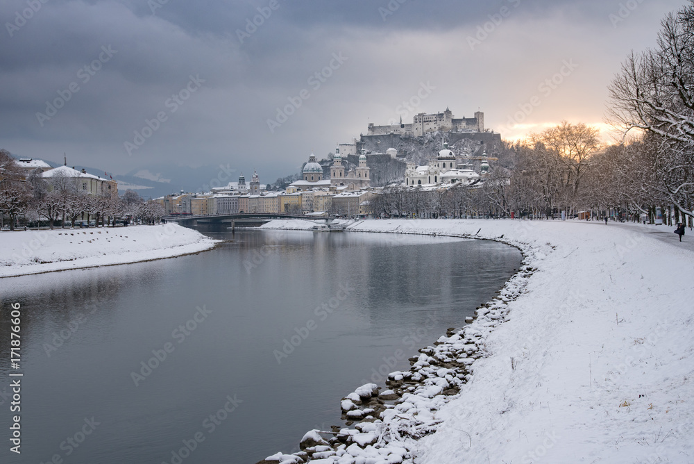 Salzburg in the snowy winter