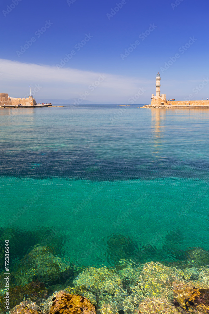 Architecture of the old Venetian port in Chania on Crete, Greece