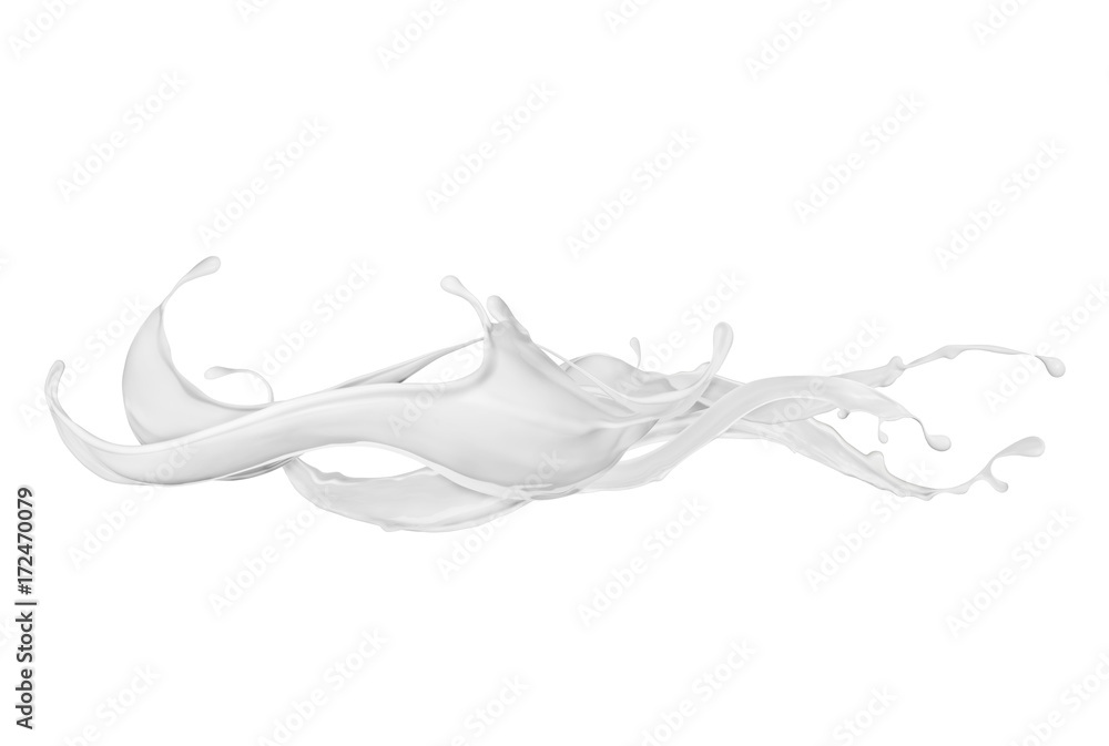 Abstract splashes of milk or cream on white background