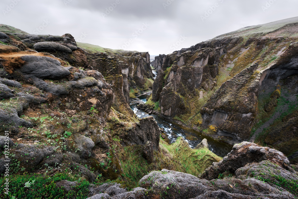 Fjadrargljufur canyon in South east Iceland