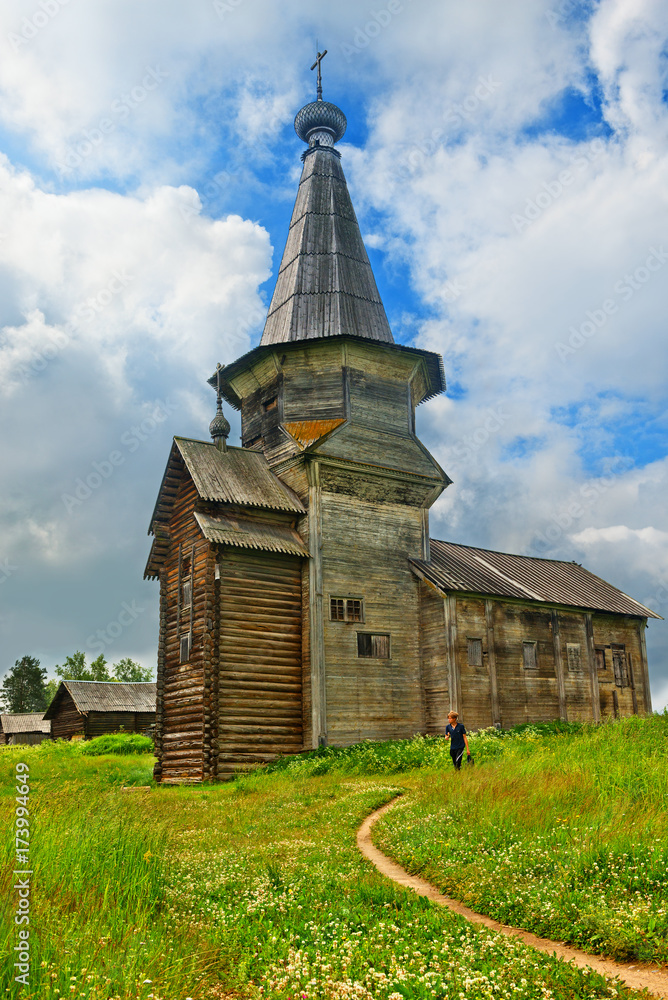 Old wooden Church in the village Samino architectural heritage.