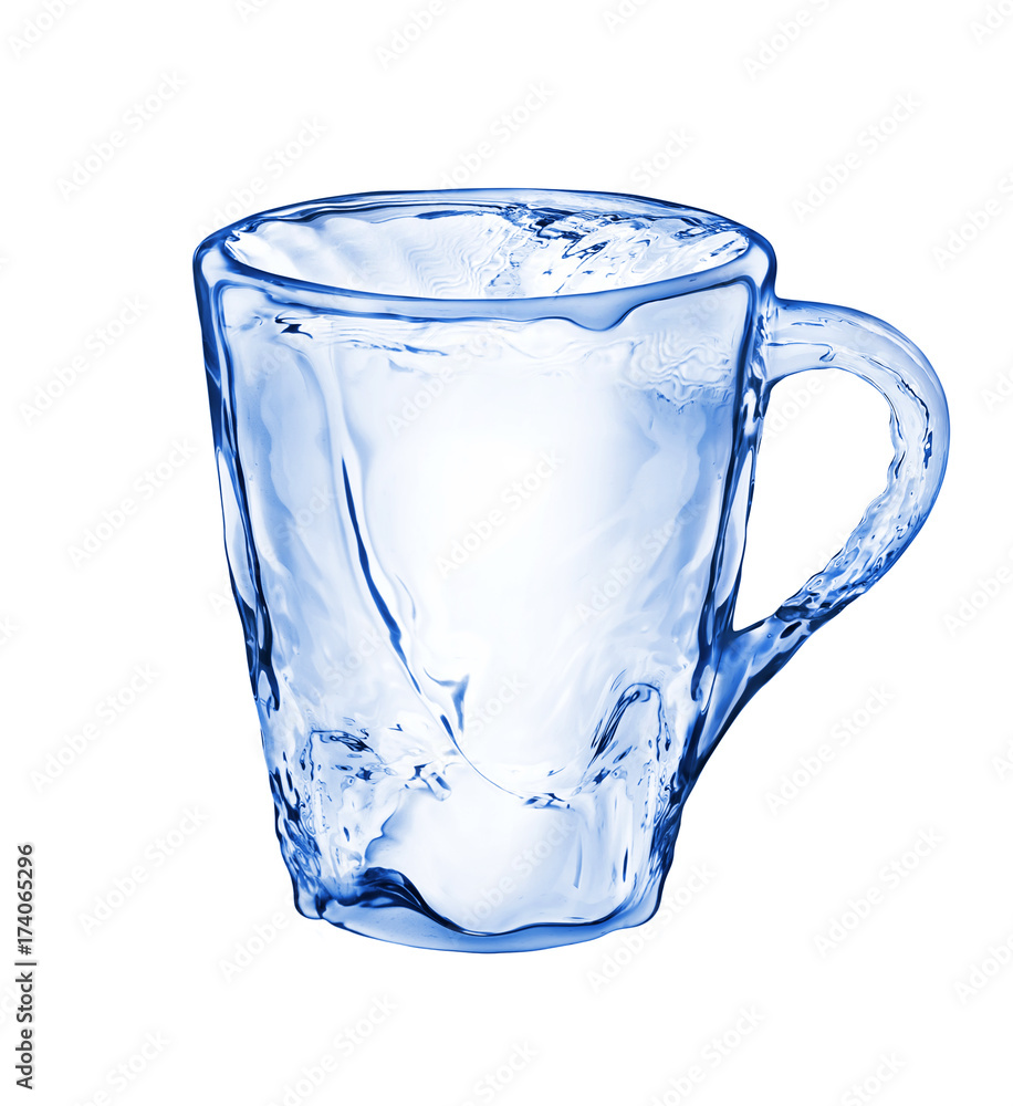 Cup made of water isolated on white background