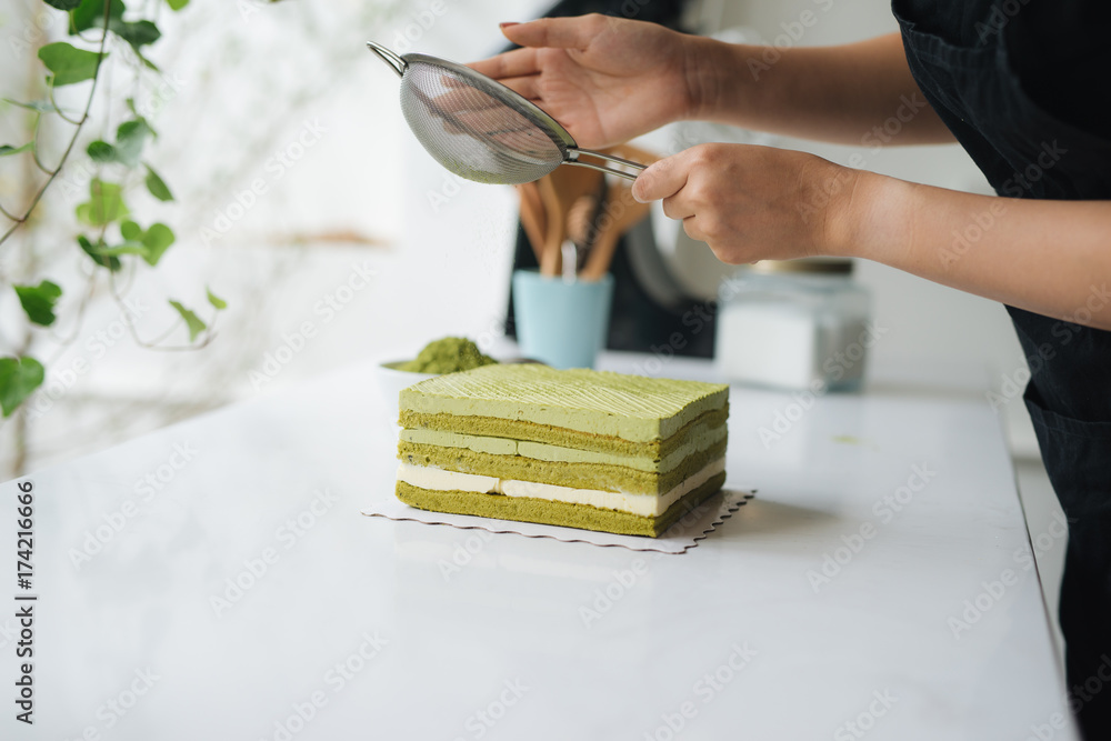 Bakery chef cooking bake in the kitchen professional