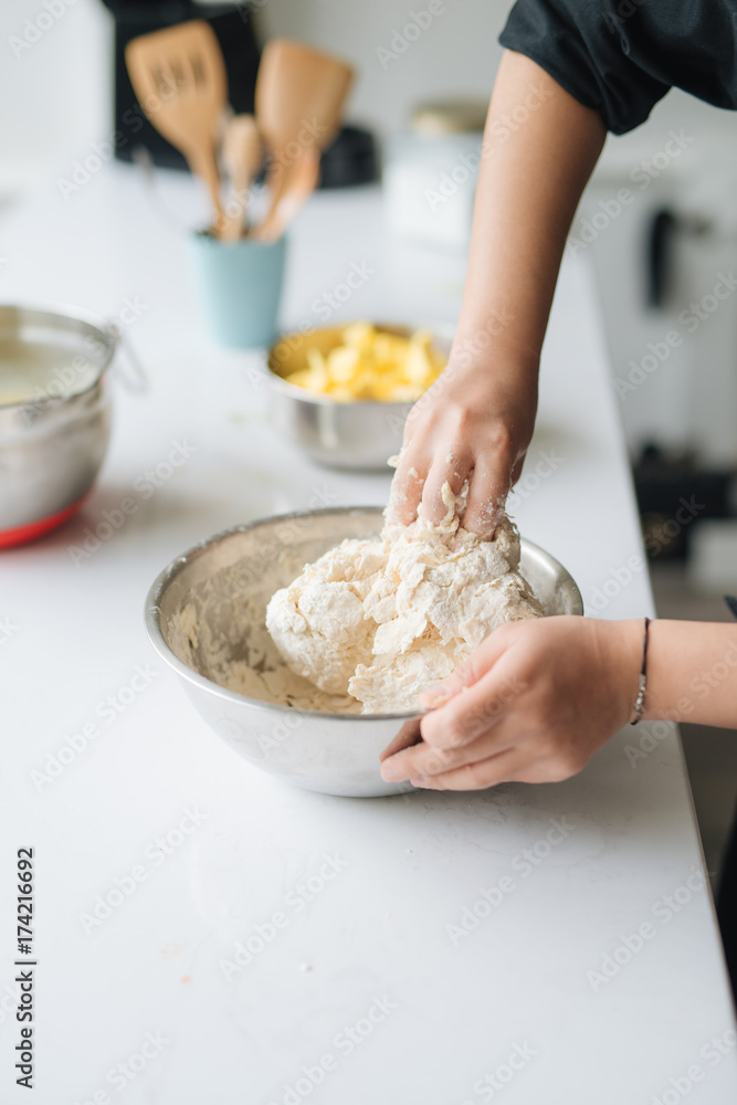 Bakery chef cooking bake in the kitchen professional