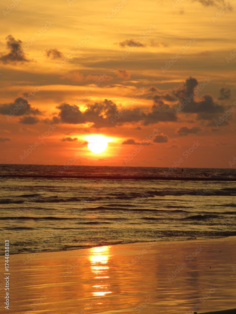 夕暮れの海、スリランカ