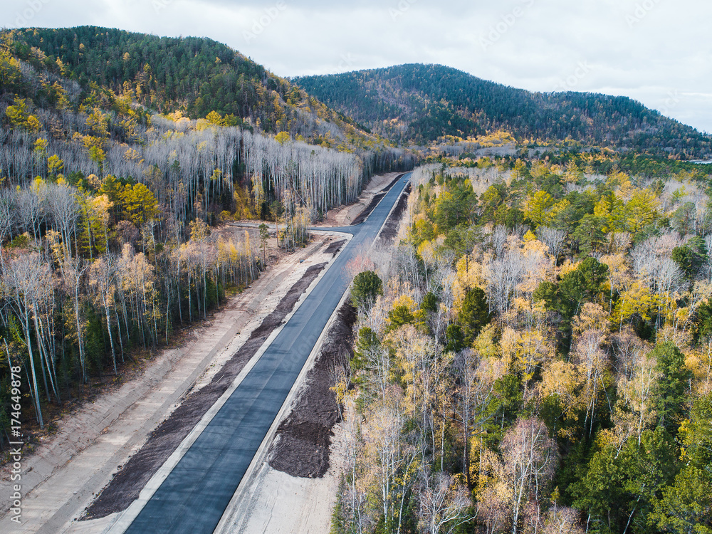 aerial view road shore