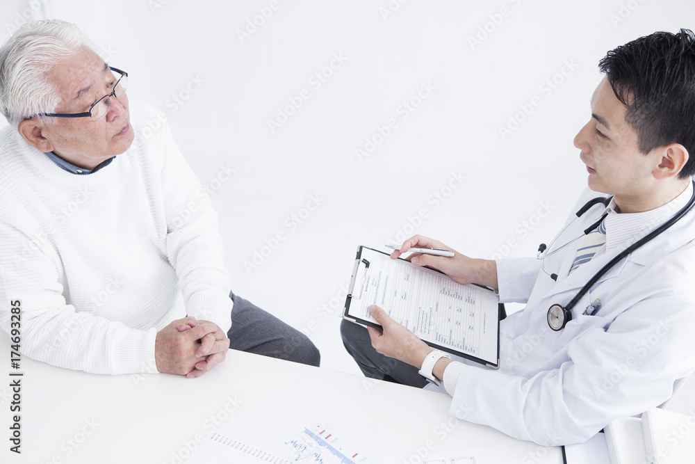 Young doctor talking to patient