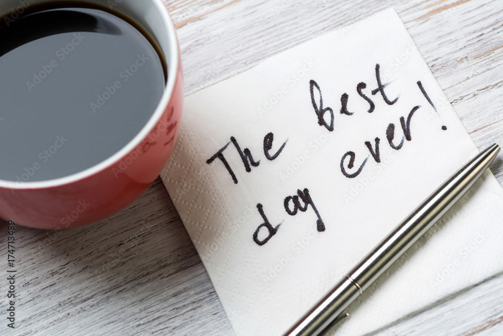 Romantic message written on napkin