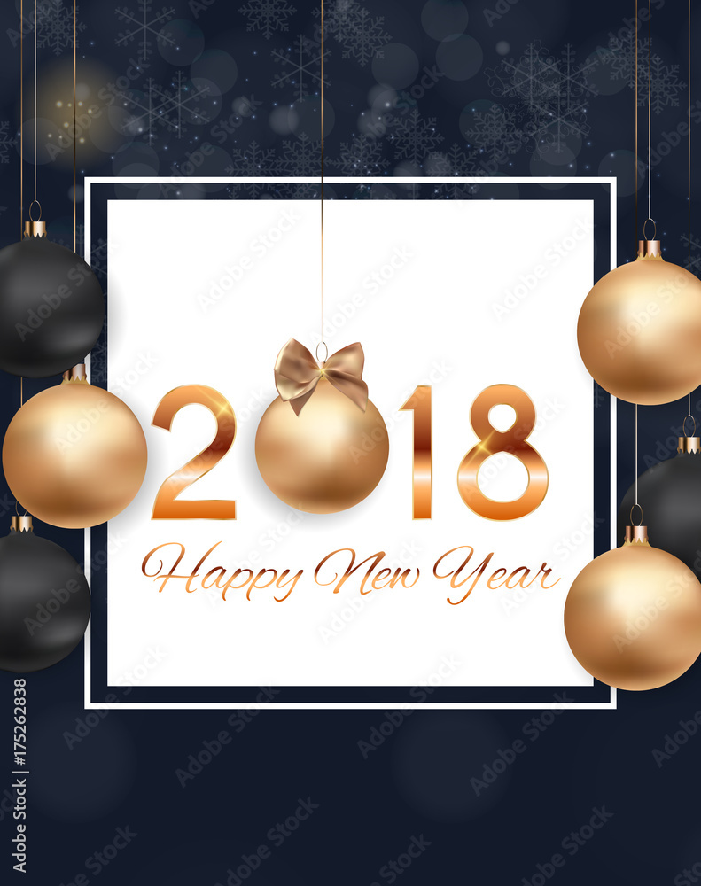 2018 New Year Background with Christmas Ball. Vector Illustration