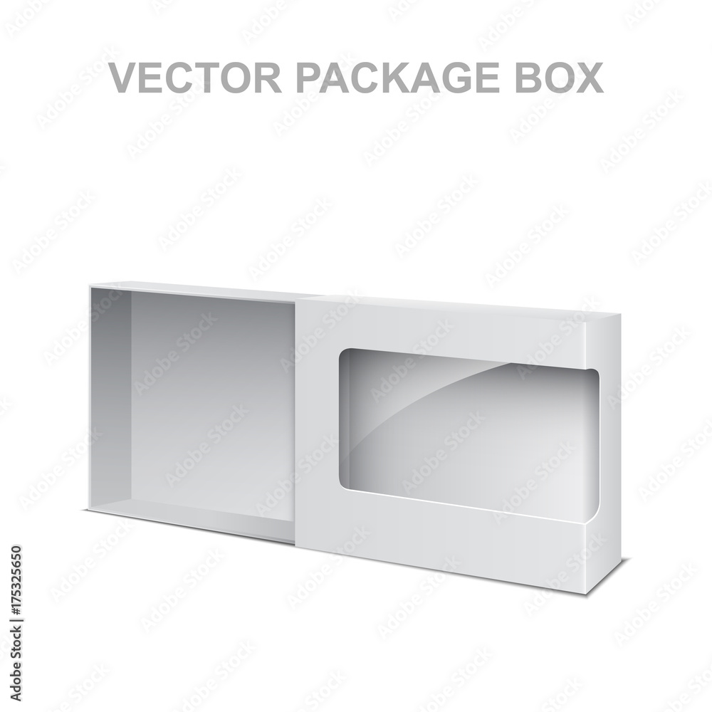 White Vector Product Package With Window and retractable box, isolated on white