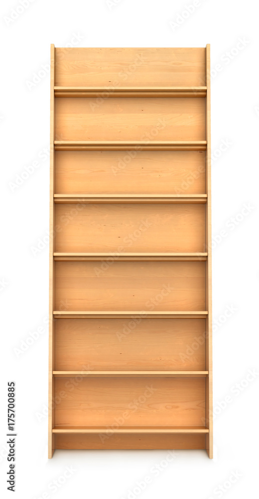 Empty bookshelf on the white background