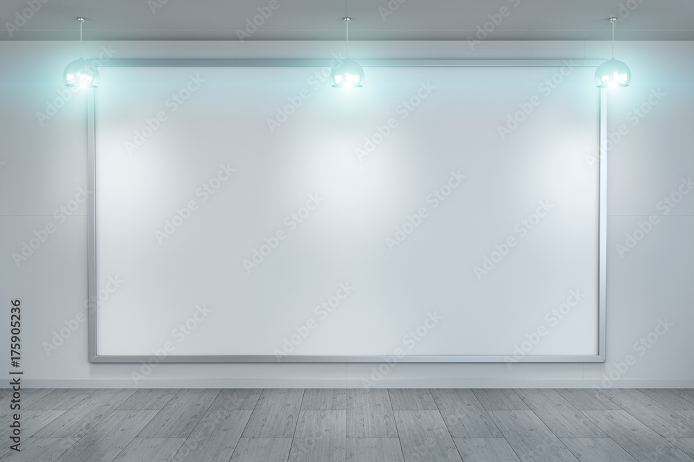 White blanks canvas on a wall 3D rendering