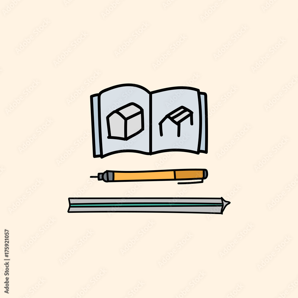 Vector of stationery doodle style