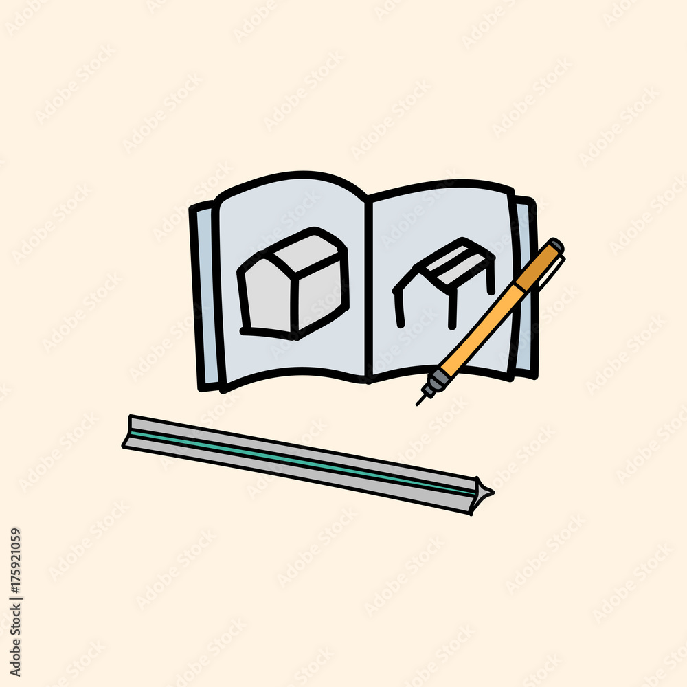 Vector of stationery doodle style