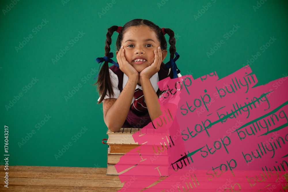 Composite image of i will stop bullying text on black scribbling