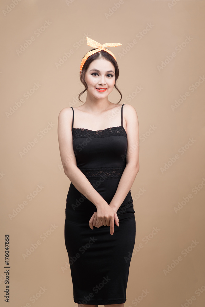 Beautiful woman pinup style portrait. Asian woman.