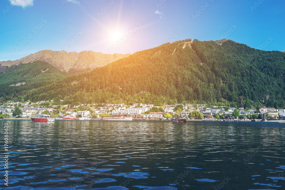 Lakefront of Queenstown City, New Zealand