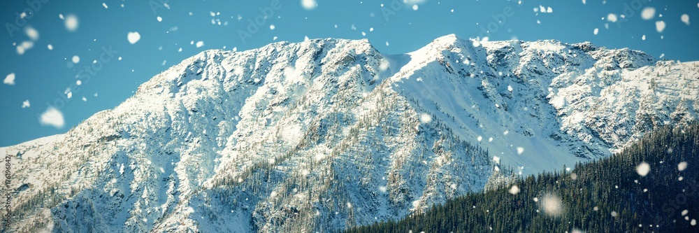 森林中的雪山