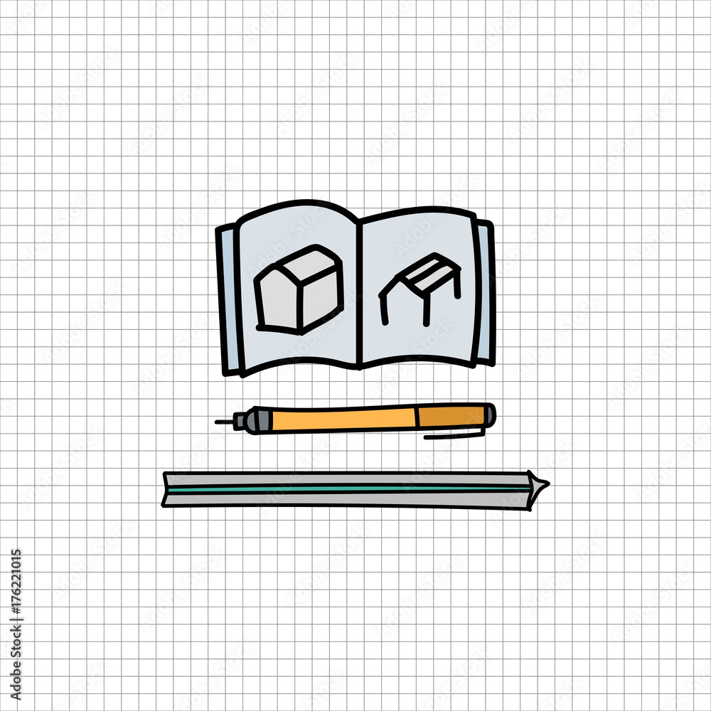 Vector of stationery doodle style