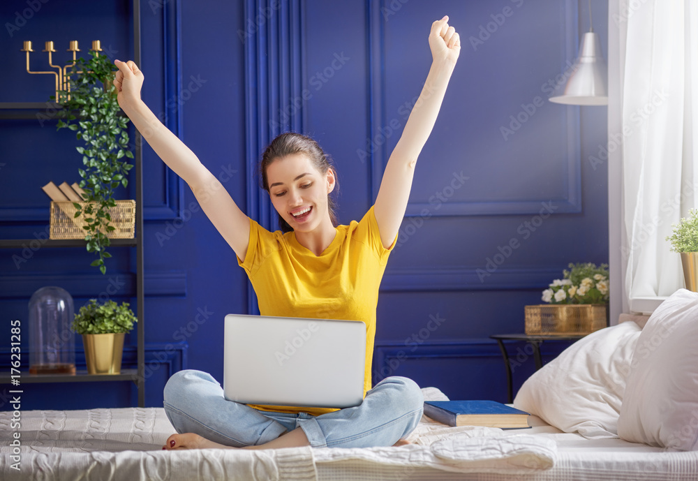 woman working on a laptop