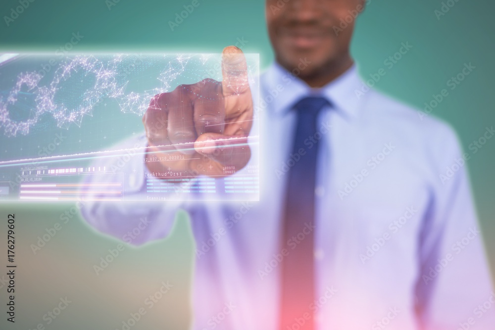 Composite image of businessman using digital screen