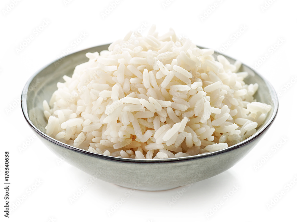 Bowl of boiled long grain rice