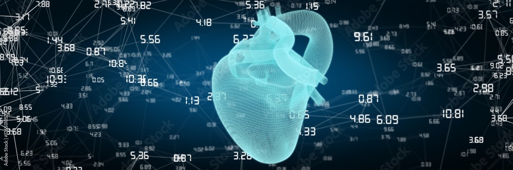 Composite image of vector image of blue 3d human heart 