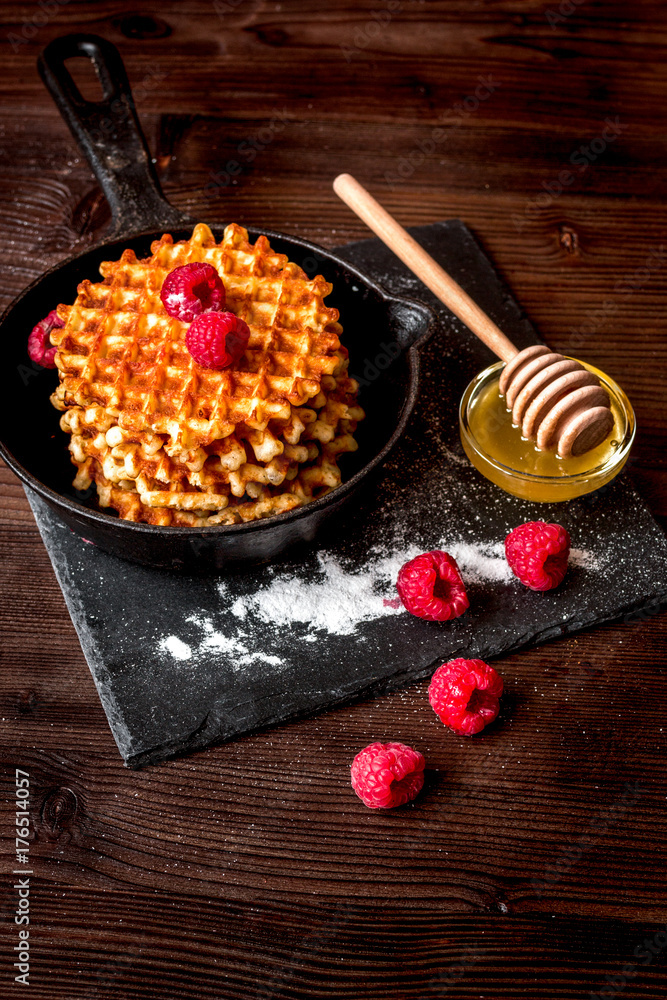 cooking holiday breakfast with wafer on wooden background