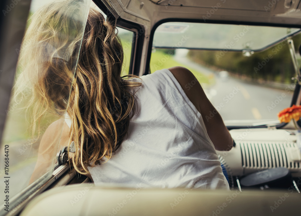 Diverse group of people enjoying a road trip and festival