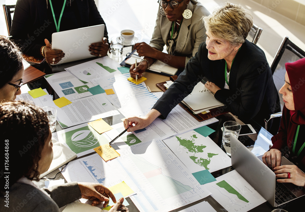 A Group of International Business People Are Having a Round Table Meeting