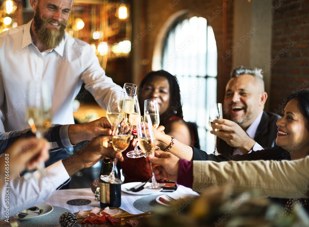 Friends at a dinner party