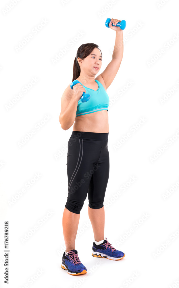 asian chubby woman exercise