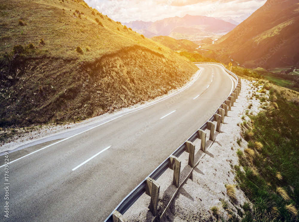 Winding empty road on the mountain