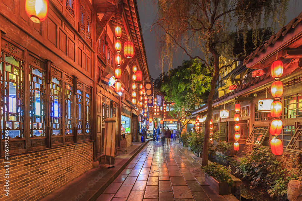 美丽的四川古镇夜景