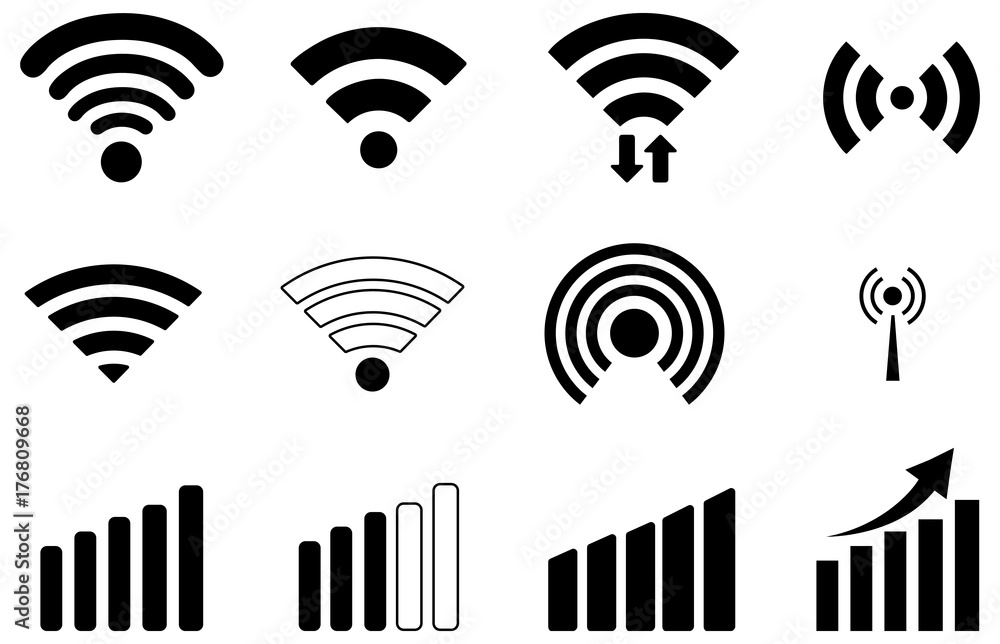 黑色wifi矢量图标包