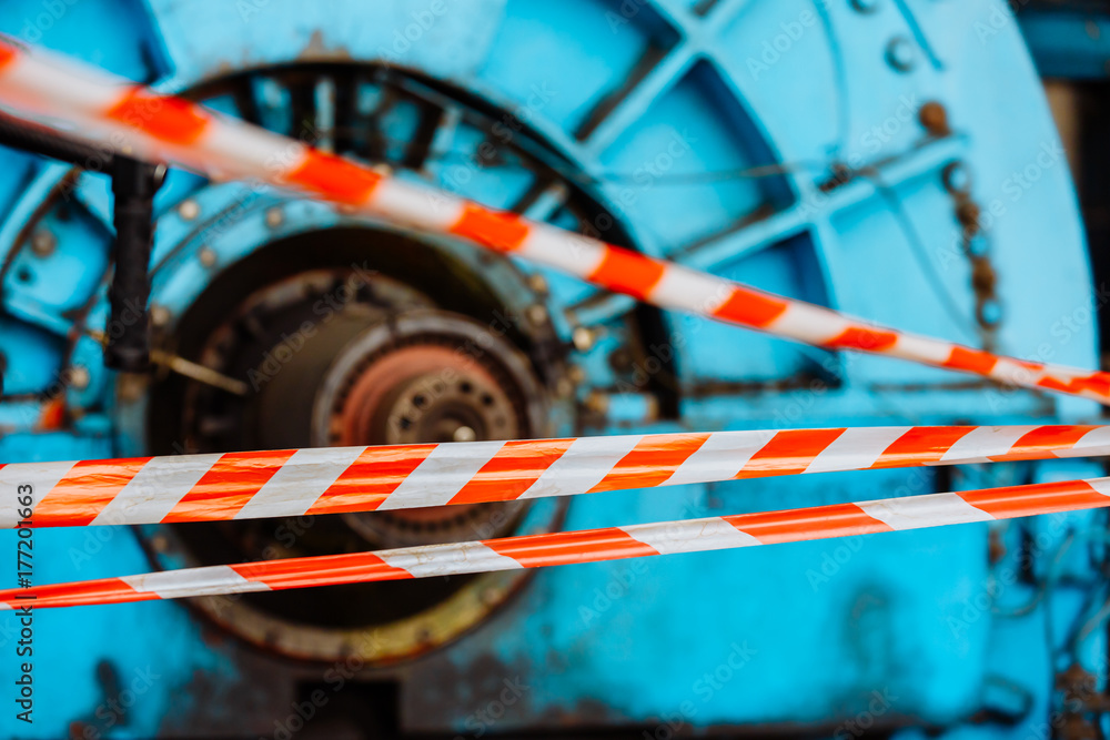 Signal red tape for fast fencing in the enterprise. Power station.