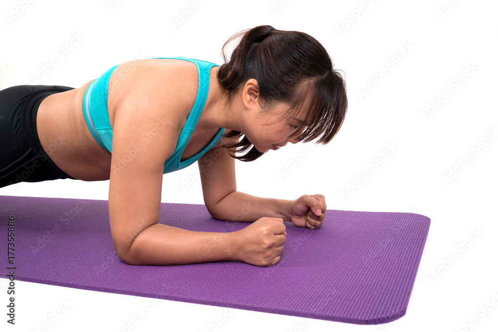 chubby woman doing fitness