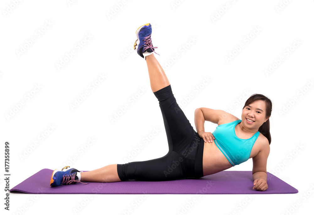 chubby woman doing fitness